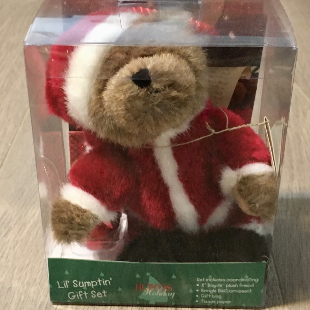 Boyds Santa Kringles 6" Plush & Resin Bell Ornament Lil' Sumptin' Gift Set